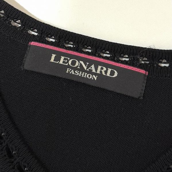 anc レオナール LEONARD カーディガン LL 黒系 マルチ ニット 花柄