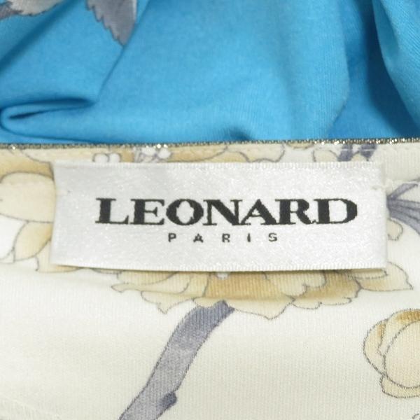 【大きいサイズ✨️LEONARD】 PARIS イタリア製 ワンピース 42 anc レオナール LEONARD ワンピース 42 白系 水色 ベージュ シルク