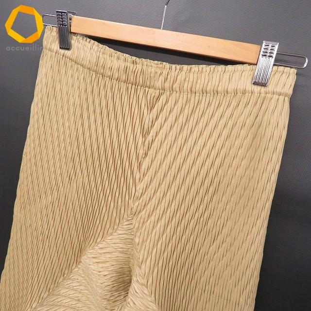 #apc イッセイミヤケ ISSEYMIYAKE パンツ 2 ベージュ ORBICULAR PLEATS 日本製 レディース [967633 ...