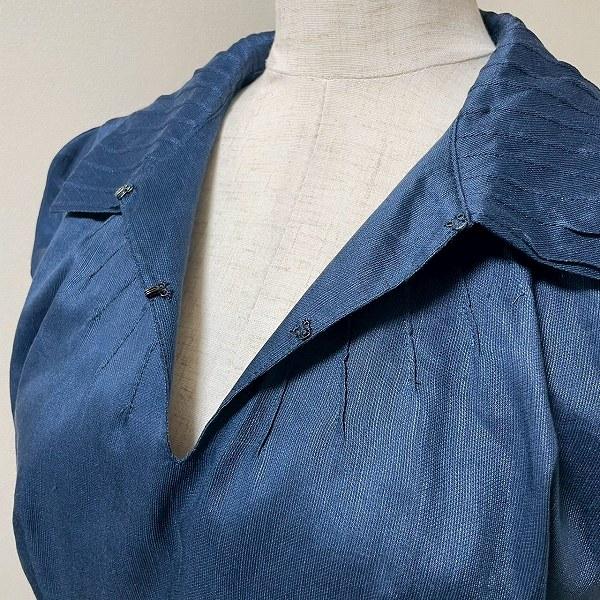 snc シビラ Sybilla ワンピース M 青系 麻混 シルク混 パフスリーブ