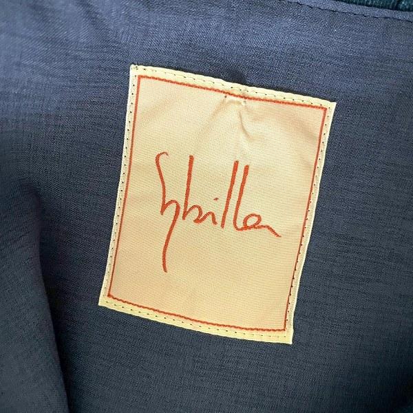 snc シビラ Sybilla ワンピース M 青系 麻混 シルク混 パフスリーブ