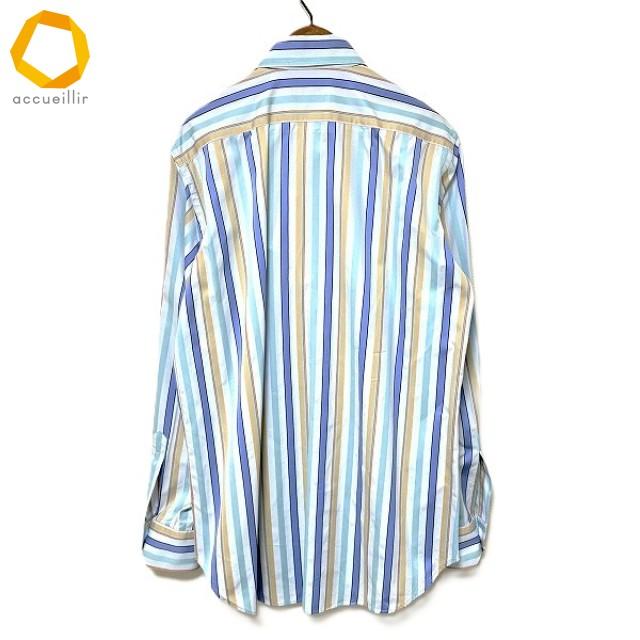 #anc エトロ ETRO 長袖シャツ 39 水色 マルチ ストライプ イタリア製 メンズ [968183] : アクイールヤフーショップ ...