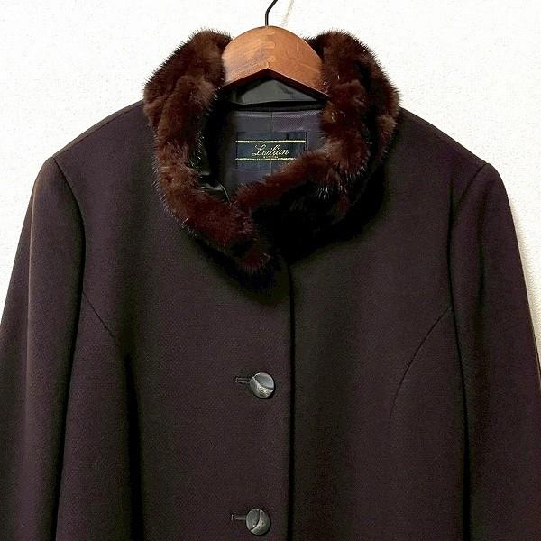 wnc レリアン Leilian コート 13+ こげ茶 ミンクファー カシミヤ