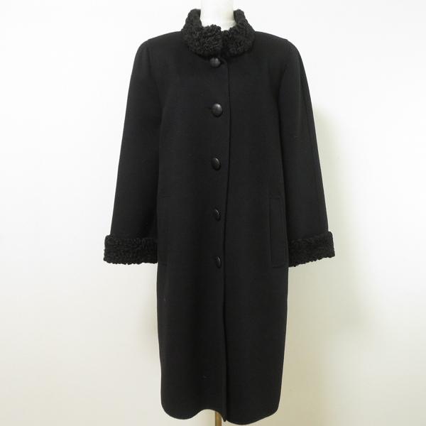 wnc レリアン Leilian コート 9 黒 ボア ロング レディース [969463 