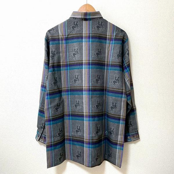 #wnc ライカ RAIKA NEW BASIC 長袖シャツ M 黒 グレー 青 マルチ チェック ウール 乗馬柄 美品 メンズ [969561] |  | 01