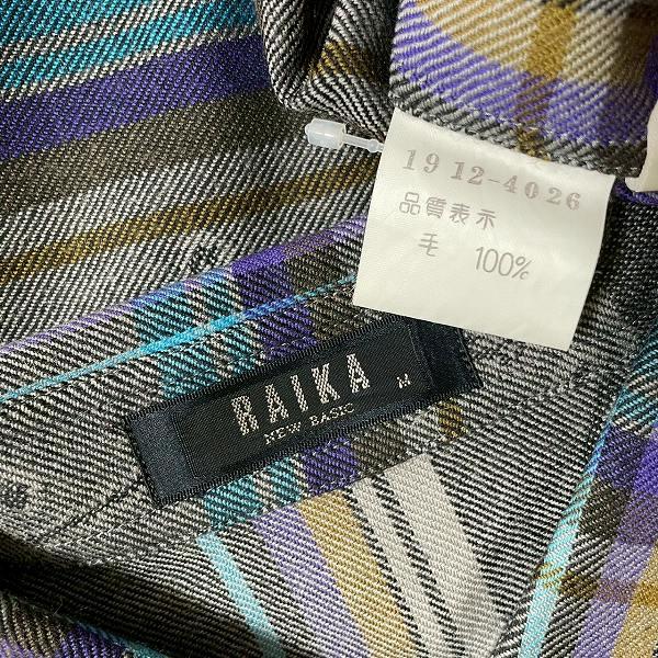 #wnc ライカ RAIKA NEW BASIC 長袖シャツ M 黒 グレー 青 マルチ チェック ウール 乗馬柄 美品 メンズ [969561] |  | 04