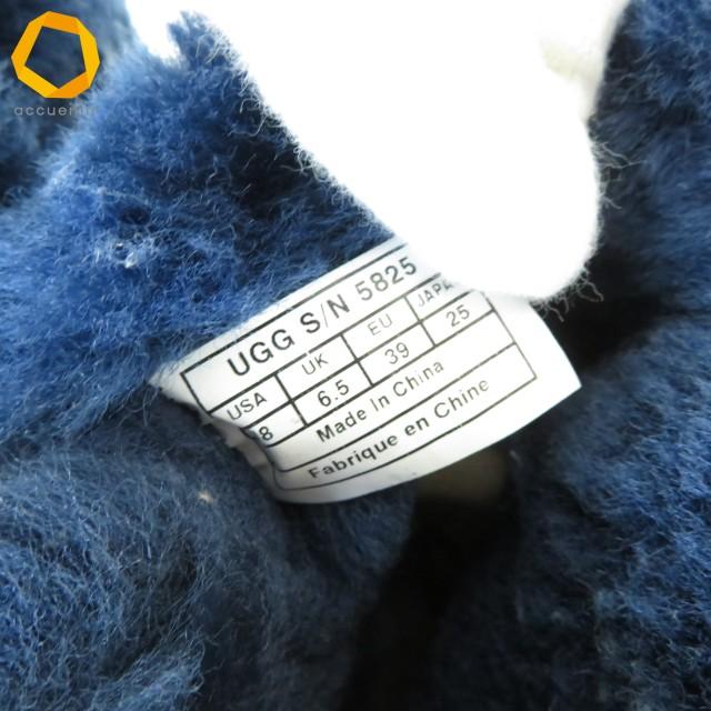 ws アグ UGG ブーツ ムートン ショート 25.0 紺系 マルチ ライン