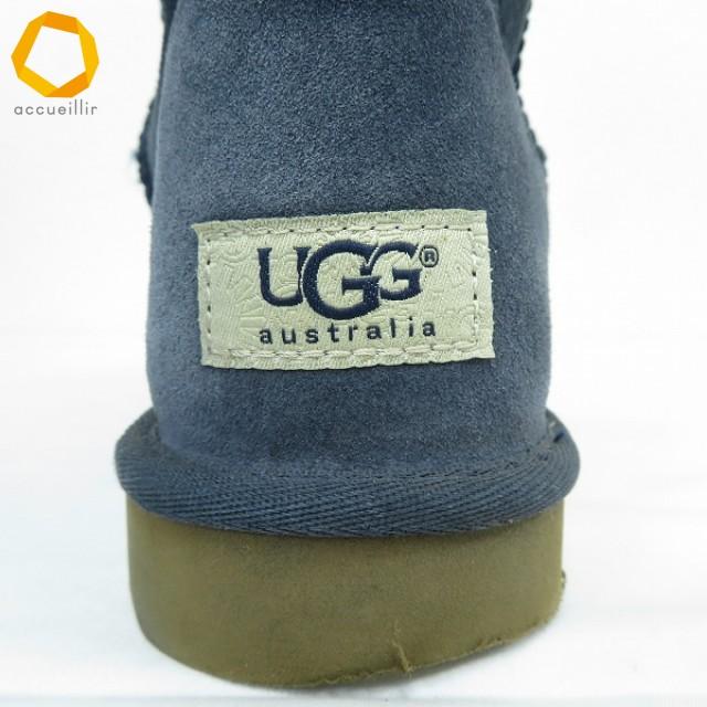 ws アグ UGG ブーツ ムートン ショート 25.0 紺系 マルチ ライン