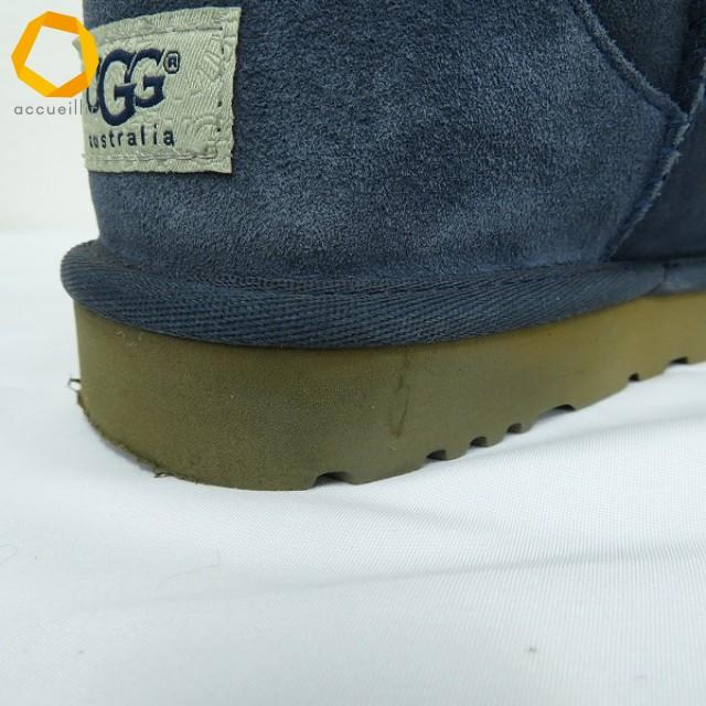 ws アグ UGG ブーツ ムートン ショート 25.0 紺系 マルチ ライン