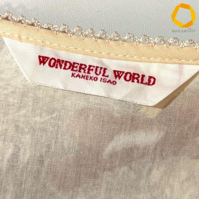 #skc ワンダフルワールド カネコイサオ WONDERFUL WORLD ワンピース クリーム色 茶 半袖 ピンタック ピコフリル くま レディース [970498] |  | 04