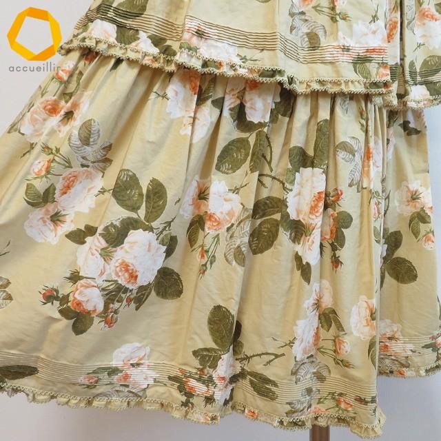 #akc ワンダフルワールド WONDERFUL WORLD KANEKO ISAO ワンピース ベージュ系 花柄 バラ ティアード ロング レディース [970554] |  | 03