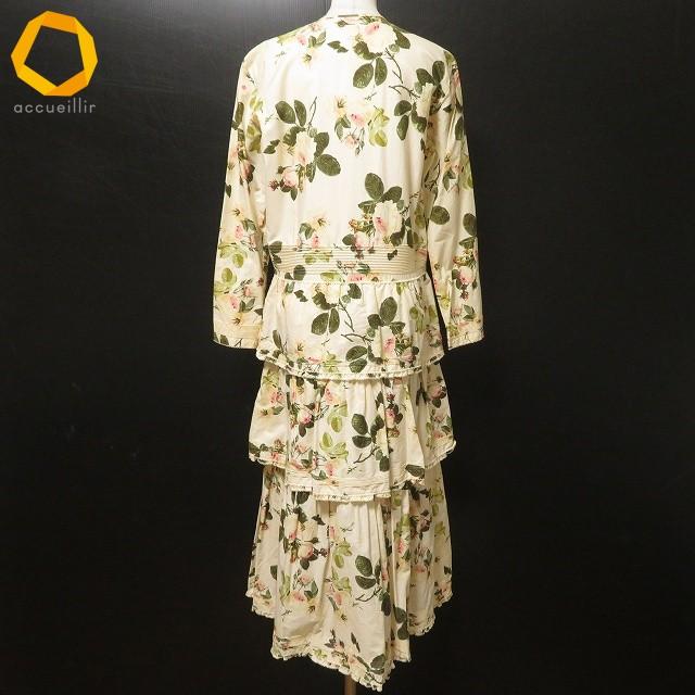 #skc ワンダフルワールド WONDERFUL WORLD KANEKO ISAO ワンピース アイボリー 緑 バラ柄 花柄 ティアード ロング レディース [970557] |  | 01