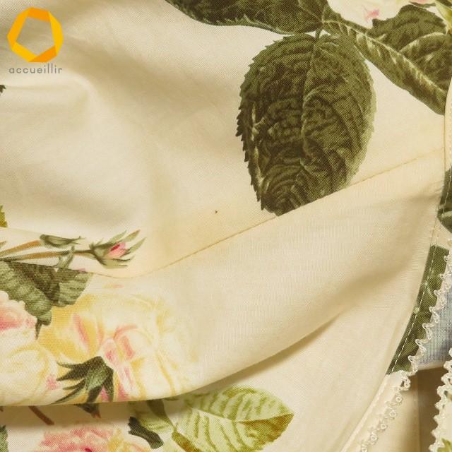 #skc ワンダフルワールド WONDERFUL WORLD KANEKO ISAO ワンピース アイボリー 緑 バラ柄 花柄 ティアード ロング レディース [970557] |  | 08