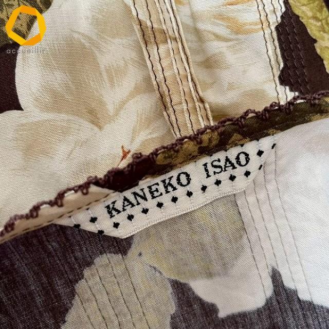 skc カネコイサオ KANEKO ISAO ワンピース こげ茶 ベージュ系 半袖 花