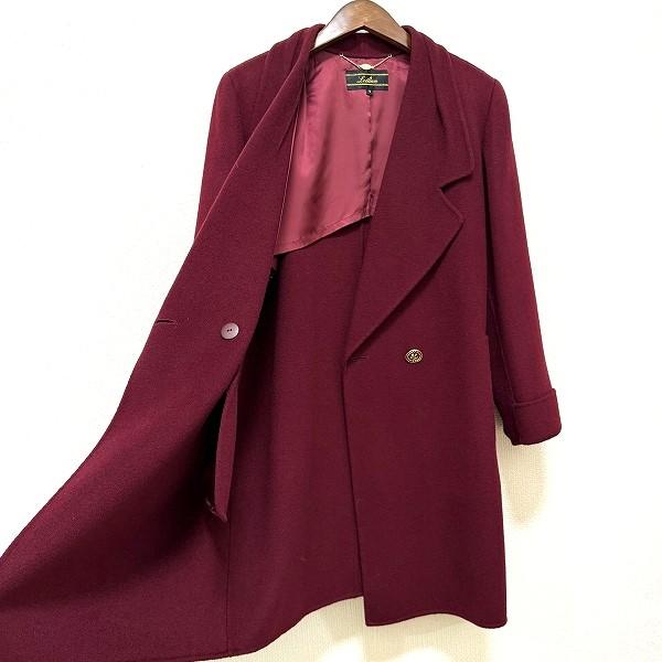 wnc レリアン Leilian コート 9 ボルドー系 ダブルボタン レディース
