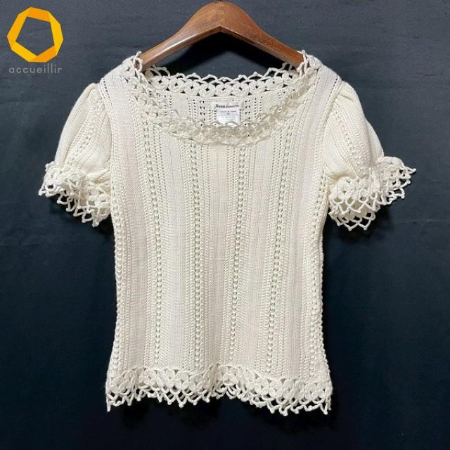 専用となります　　美品 ルネRene 半袖ニット anc ルネ Rene INTERNATIONAL ニット・セーター 36 アイボリー系 半袖
