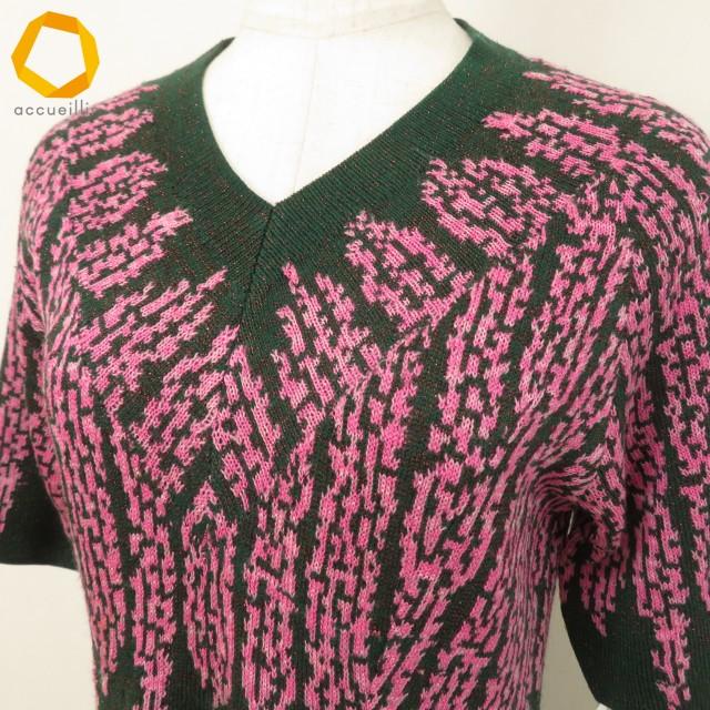 snc サイトウトヨコ 斉藤都世子 ワンピース ニット ピンク 緑 ラメ V