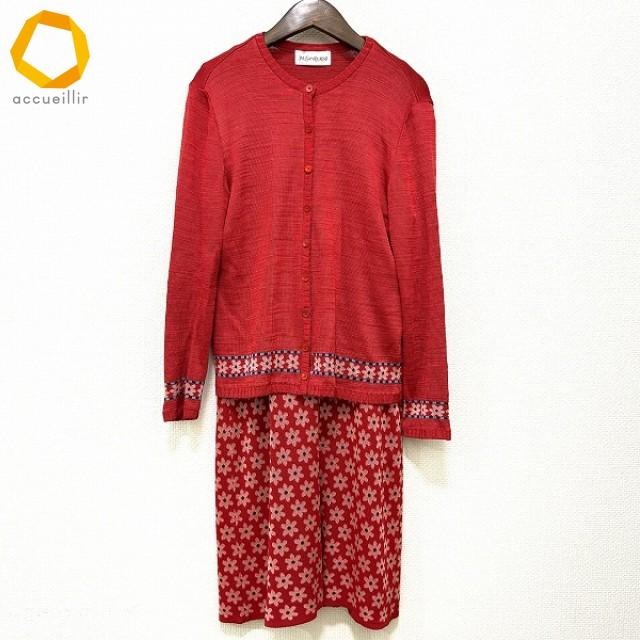 [YSL]赤ニットジャケットL ジャケット（ベルベット） レッド | Saint Laurent | YSL JA-JP