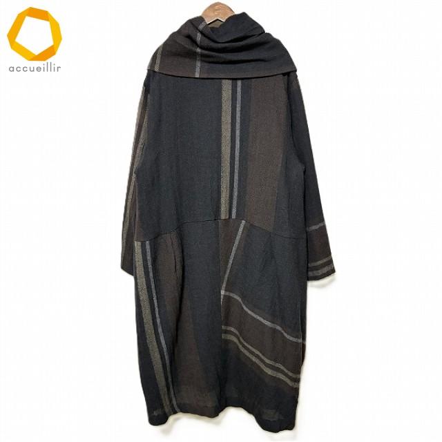 美品 センソユニコ 慈雨 ジウ 2023 ナイロン フーデッドコート 40 ジウ 慈雨 センソユニコ コットン ナイロン コート 40 ブラック 黒