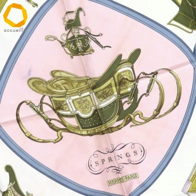 #axzs エルメス HERMES カレ90 SPRINGS スカーフ ピンク マルチ 馬車柄 シルク フランス製 レディース [974074] |  | 01
