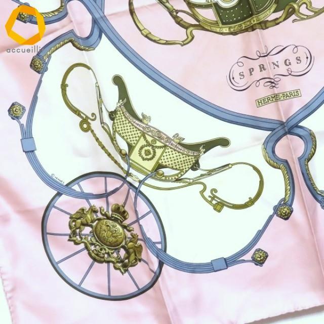 #axzs エルメス HERMES カレ90 SPRINGS スカーフ ピンク マルチ 馬車柄 シルク フランス製 レディース [974074] |  | 05
