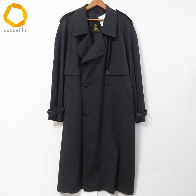 anc ランバン LANVIN PARIS コート トレンチコート 紺 ロング メンズ