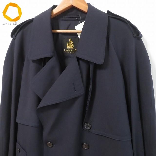 anc ランバン LANVIN PARIS コート トレンチコート 紺 ロング メンズ