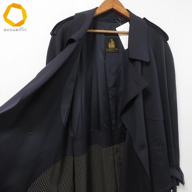 anc ランバン LANVIN PARIS コート トレンチコート 紺 ロング メンズ