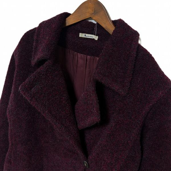 wnc アクアスキュータム Aquascutum コート ボルドー モヘヤ混 ボア 美