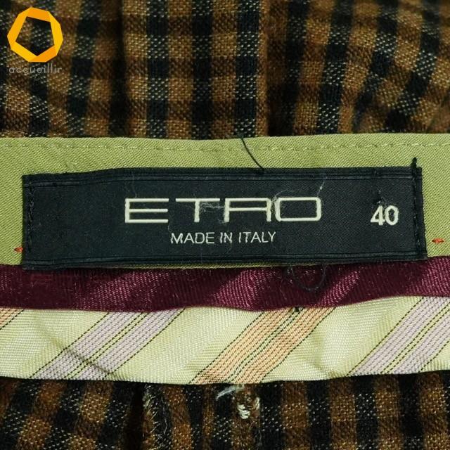 #wnc エトロ ETRO パンツ 40 黒 茶 チェック イタリア製 センタープレス レディース [975494] |  | 04