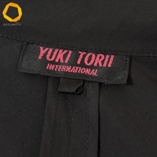 anc ユキトリイ YUKITORII コート 40 黒 薄手 光沢 ビジュー ベルト 