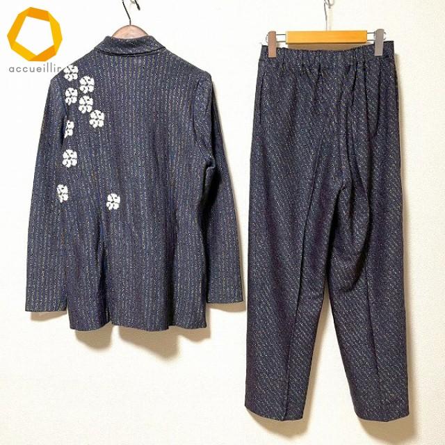 wnc サイトウトヨコ 斉藤都世子 セットアップ パンツ 紺 ニット