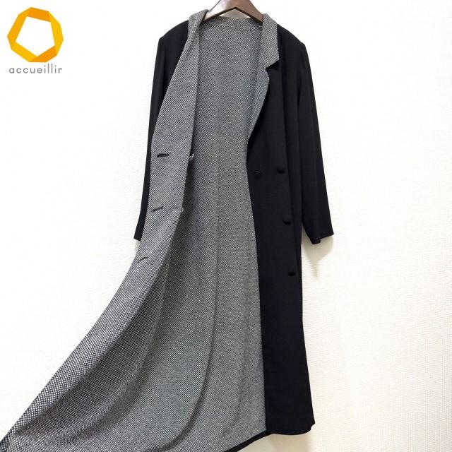 anc シセンドウ 詩仙堂 BY HITOSHI コート 黒 白 ちりめん 鹿の子柄