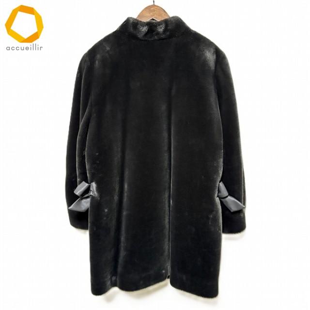 ブランド別 #wnc レリアン Leilian コート +13 黒 アンゴラ混 カシミア 