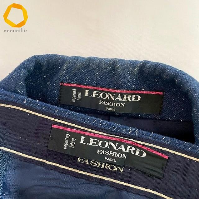 anc レオナール LEONARD セットアップ ツーピース 15 青系 デニム調