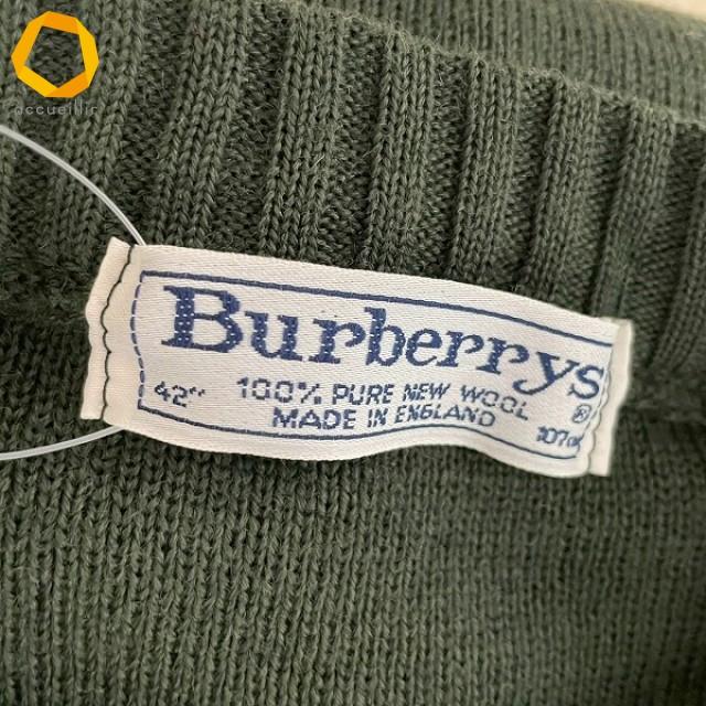 wnc バーバリー BURBERRY ニット・セーター 42 緑 ヴィンテージ レザー