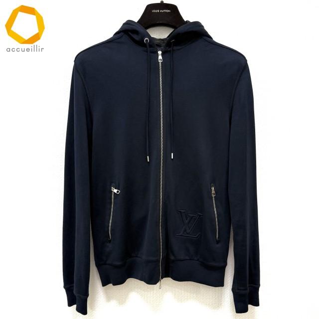 ✨美品✨ルイヴィトン ジップパーカー ダミエ　　LVロゴ ネイビー M apc ルイヴィトン LOUISVUITTON トレーナー・パーカー XS 濃紺 茶系