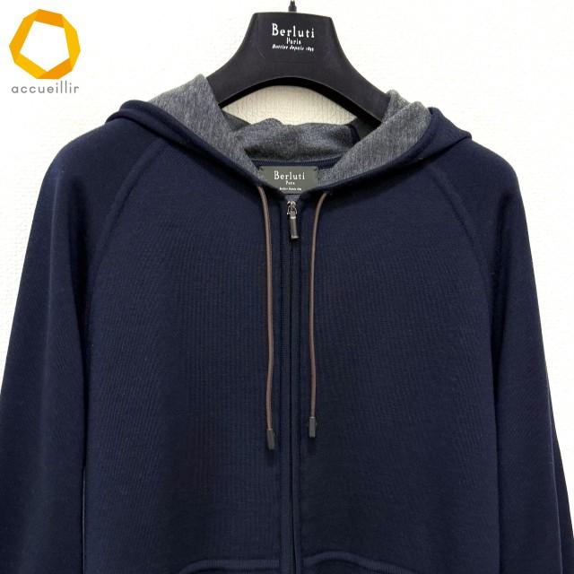 wnc ベルルッティ Berluti トレーナー・パーカー 50 紺 グレー ジップ 