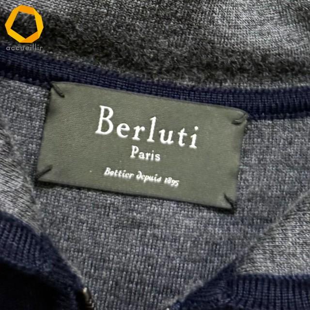 wnc ベルルッティ Berluti トレーナー・パーカー 50 紺 グレー ジップ 