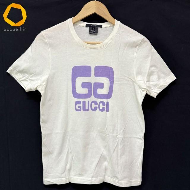 sxc グッチ GUCCI Tシャツ S 白 紫 半袖 カットソー ロゴプリント