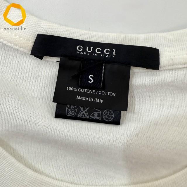 sxc グッチ GUCCI Tシャツ S 白 紫 半袖 カットソー ロゴプリント