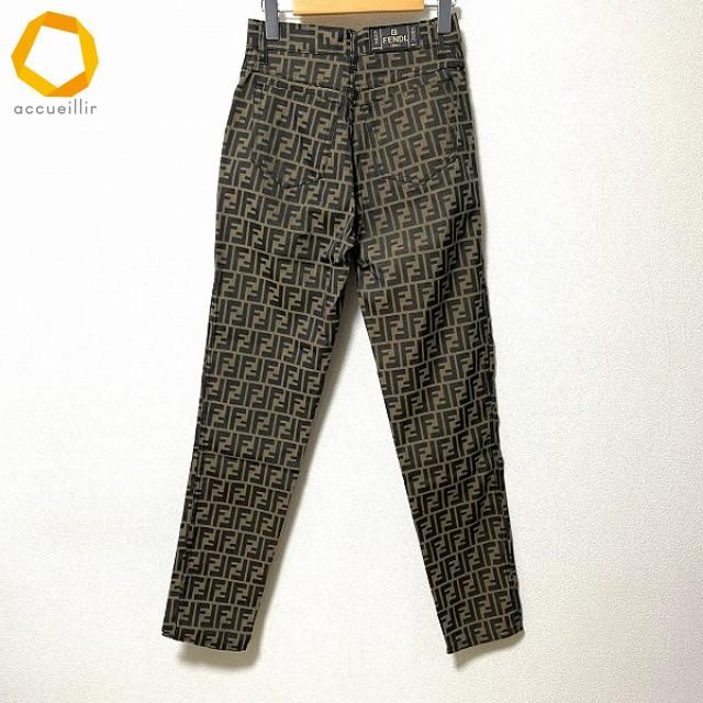 anc フェンディ FENDI jeans パンツ 42 茶 こげ茶 ズッカ柄 FF 金