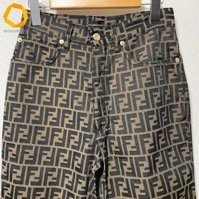 anc フェンディ FENDI jeans パンツ 42 茶 こげ茶 ズッカ柄 FF 金