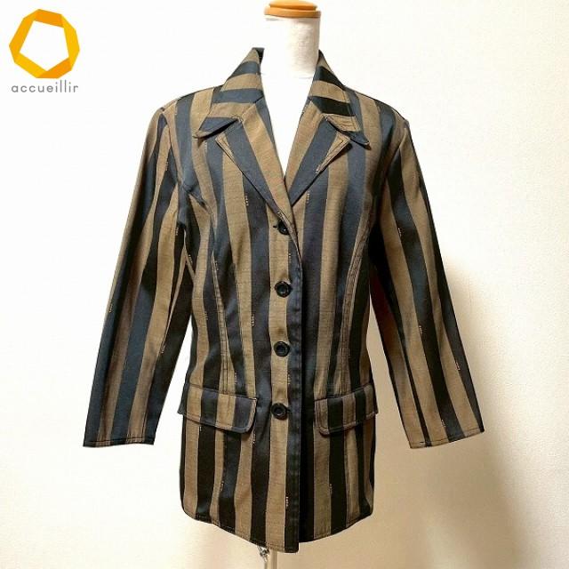 anc フェンディ FENDI jeans ジャケット 42 こげ茶 茶 ペカン柄 ロゴ 