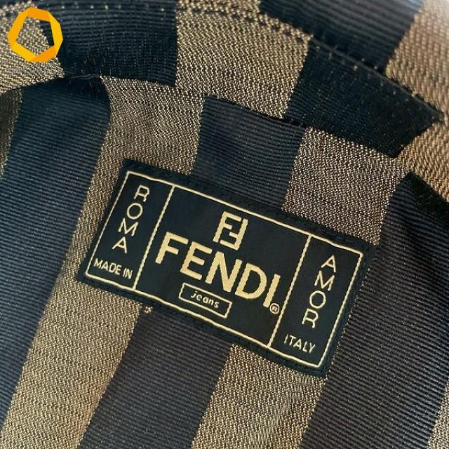 anc フェンディ FENDI jeans ジャケット 42 こげ茶 茶 ペカン柄 ロゴ 