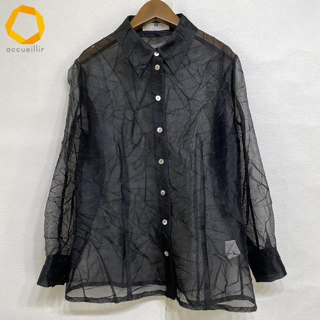 anc ジバンシィ GIVENCHY シャツ ブラウス 38 黒 シースルー
