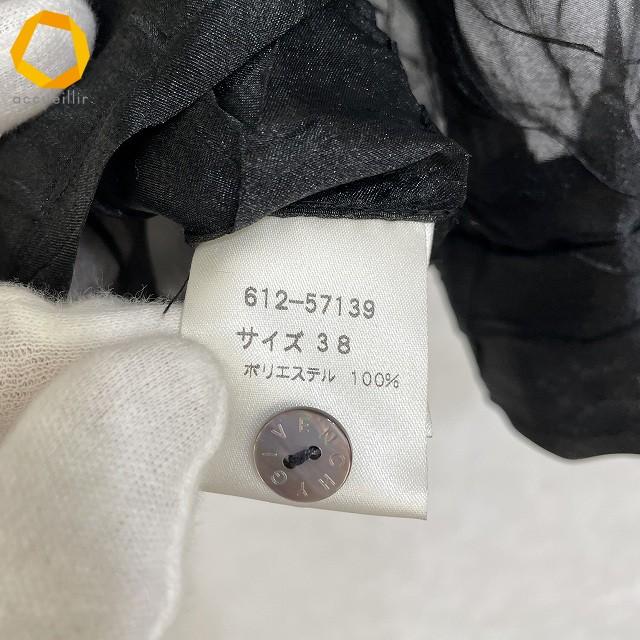 anc ジバンシィ GIVENCHY シャツ ブラウス 38 黒 シースルー シワ加工