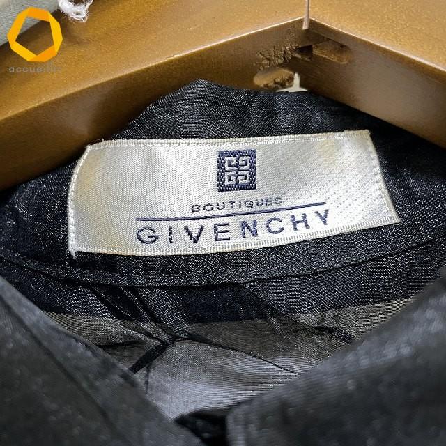anc ジバンシィ GIVENCHY シャツ ブラウス 38 黒 シースルー シワ加工