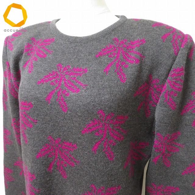 wnc グッチ GUCCI オールドグッチ ワンピース ニット 48 グレー ピンク
