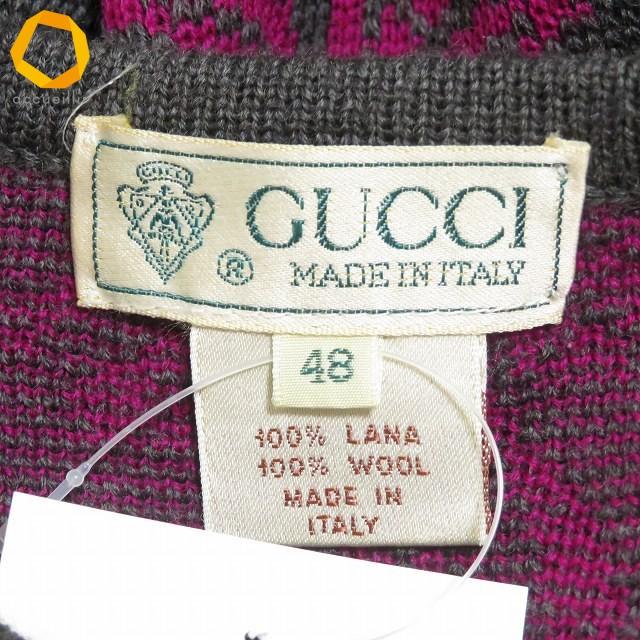 wnc グッチ GUCCI オールドグッチ ワンピース ニット 48 グレー ピンク